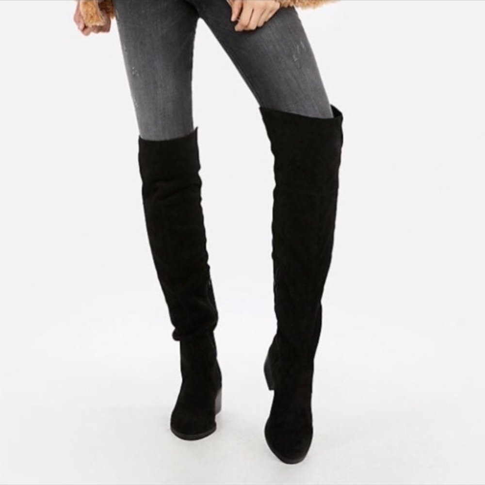 Express Over the Knee Faux Suede High Heeled Boots